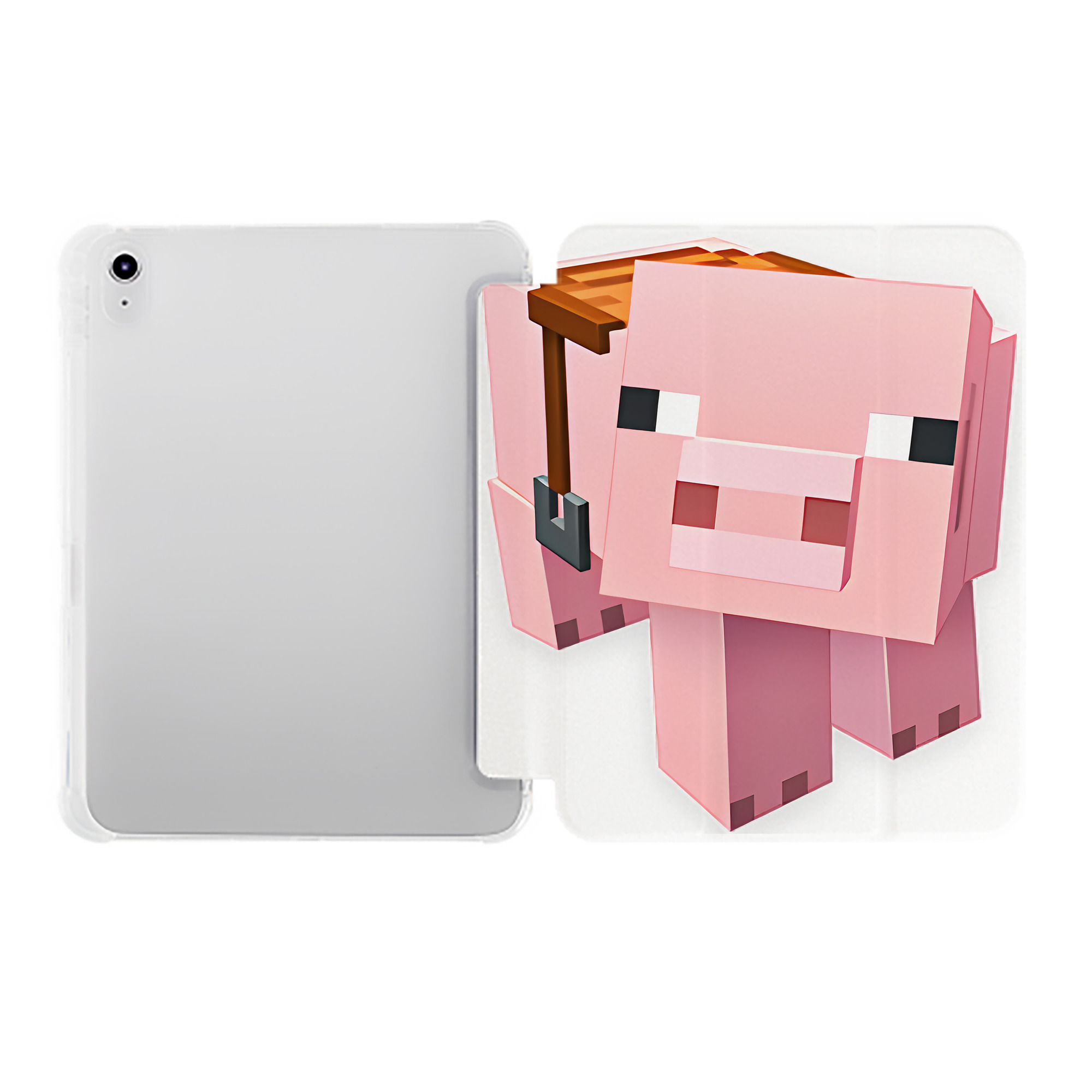 （画像用） マインクラフト ブロックの世界 Minecraft MC Block world IPad ケース ペン収納付き 三つ折りスタンド PUレザー×シリコン 対応機種9.5/10.5/10.9インチ